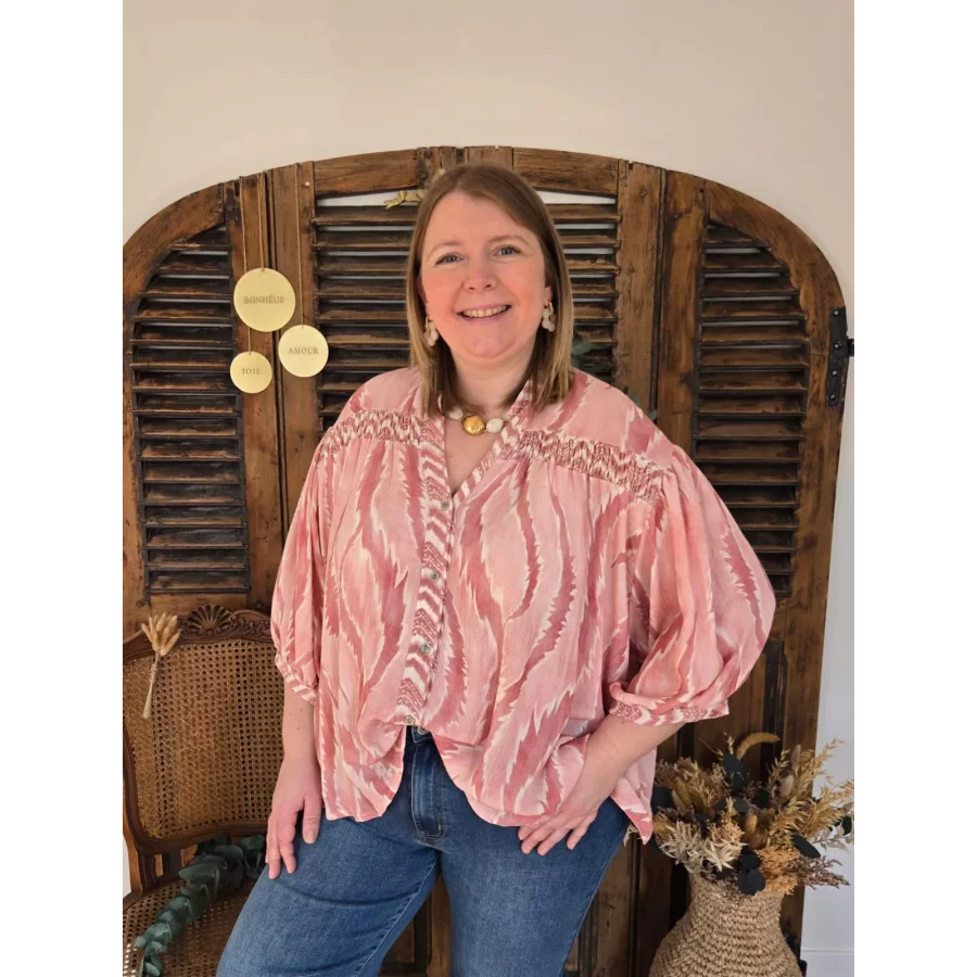 Blouse vieux rose détails paillettes