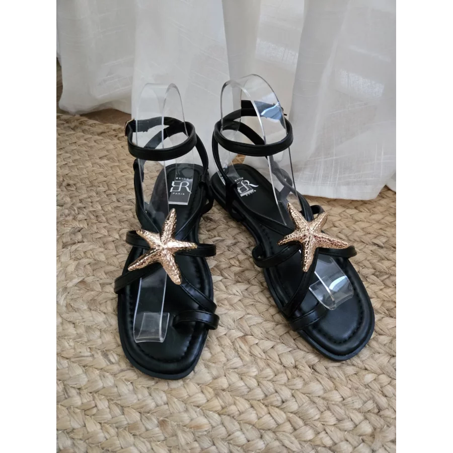 Sandales etoiles de mer brides noir