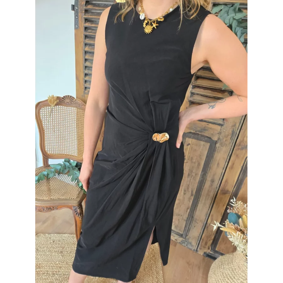 Robe Eloise noir bijoux doré