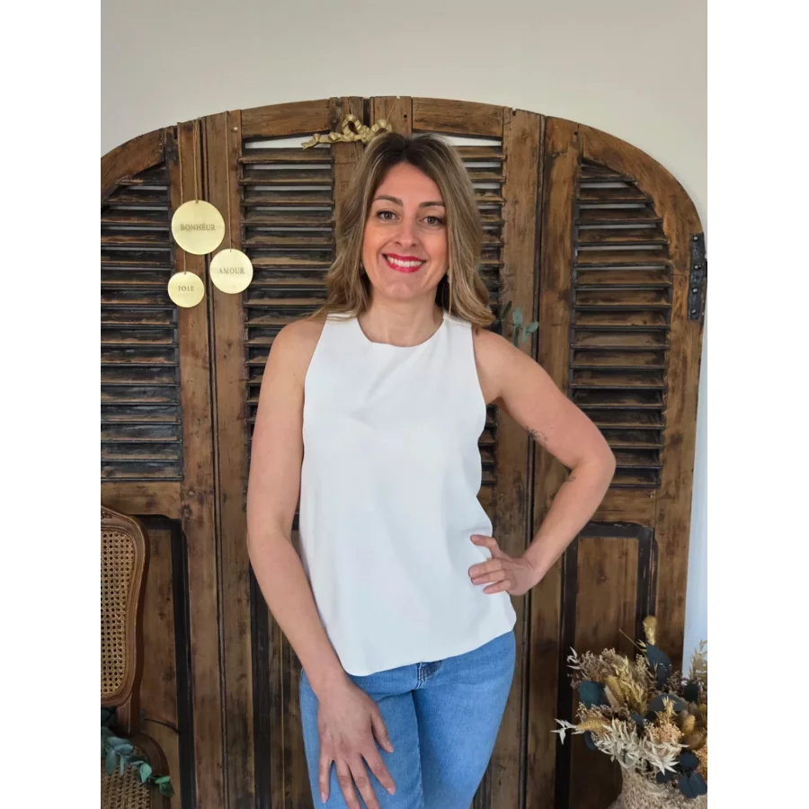 Top Leandre blanc dos croisé