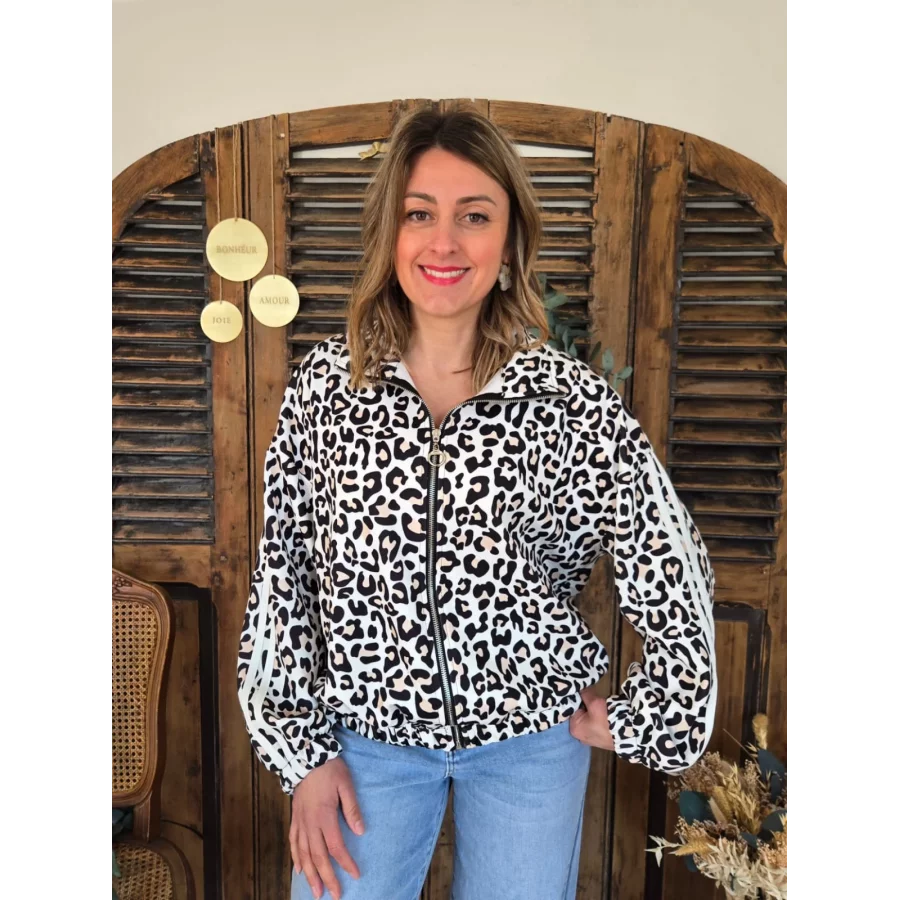Veste Chloe sportswear leopard ecru