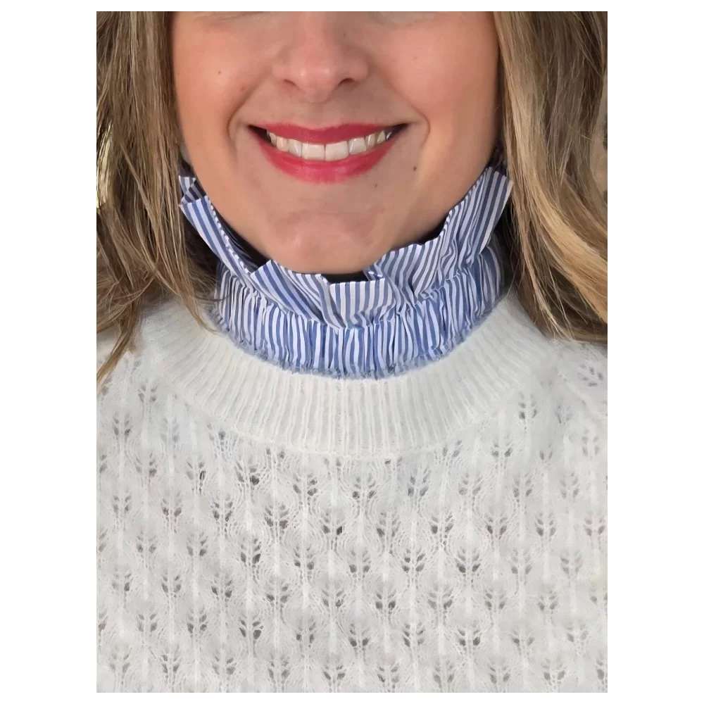 Col amovible rayures bleu