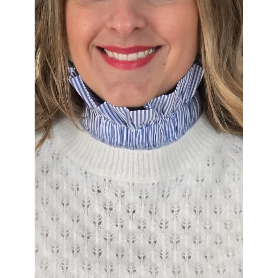 Col amovible rayures bleu