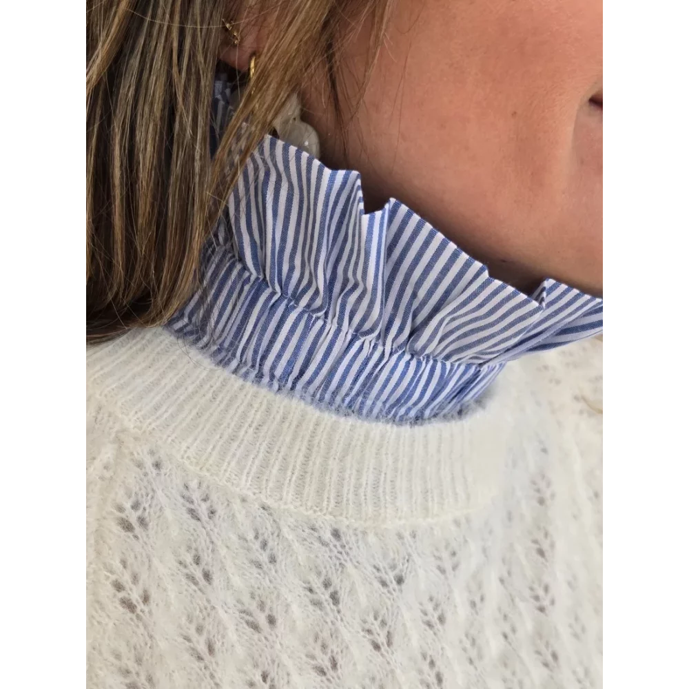 Col amovible rayures bleu
