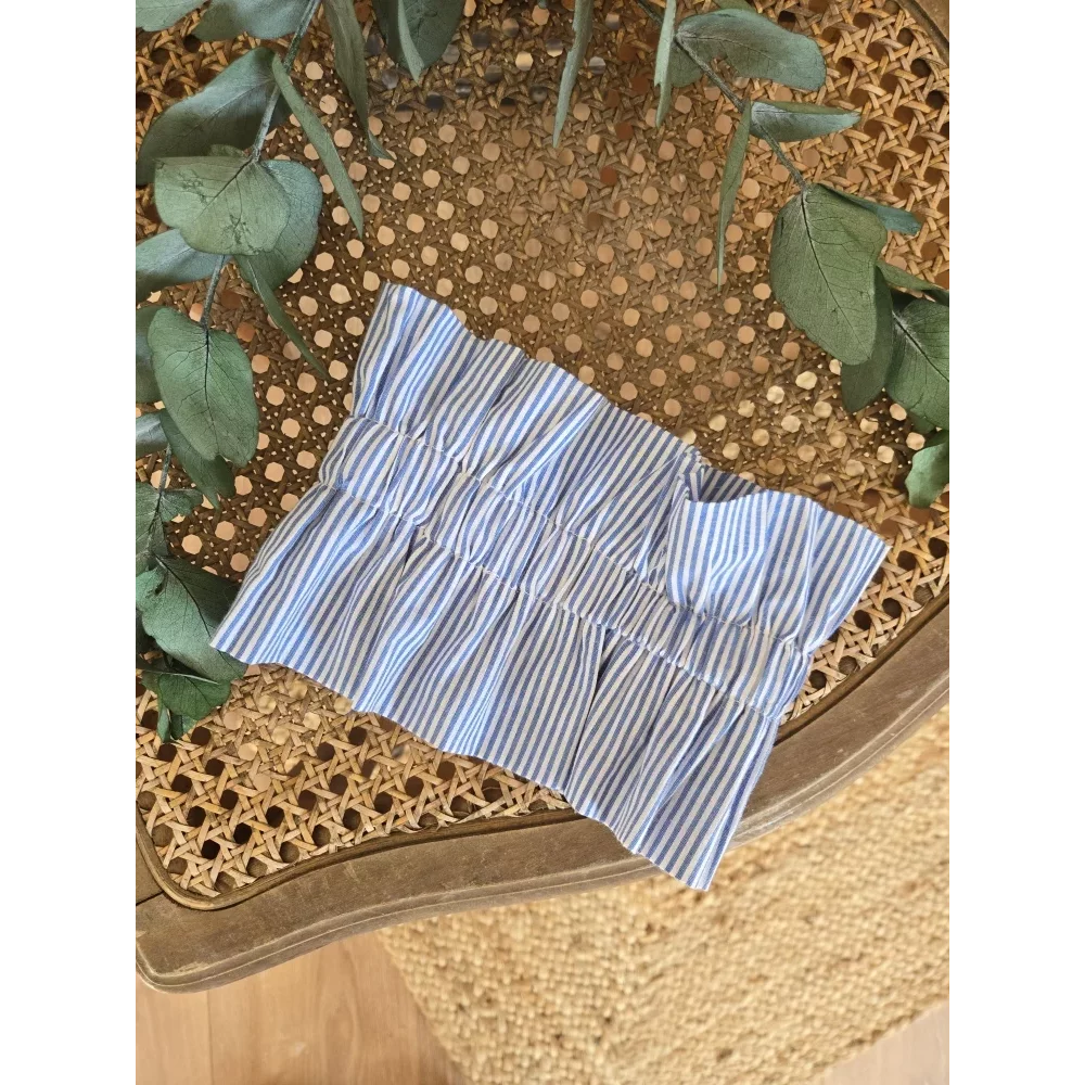 Col amovible rayures bleu