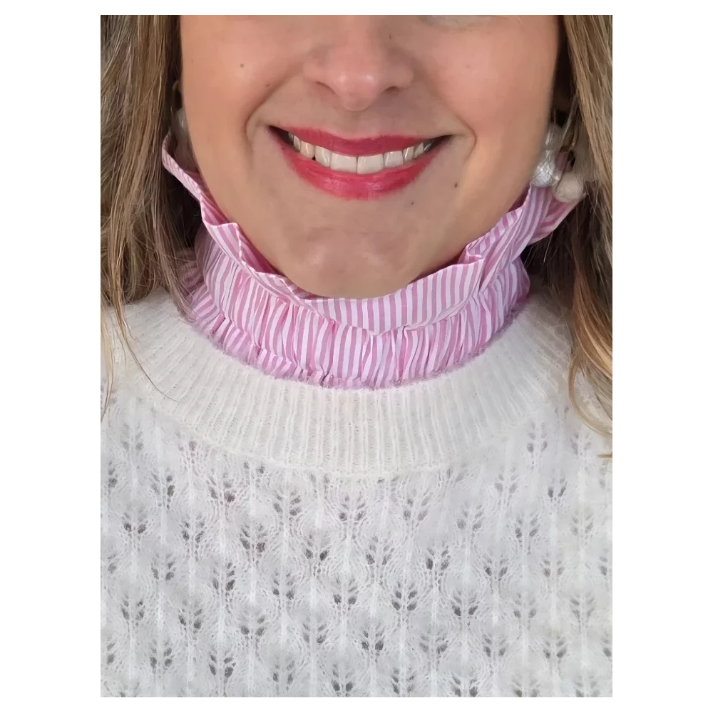 Col amovible rayures rose