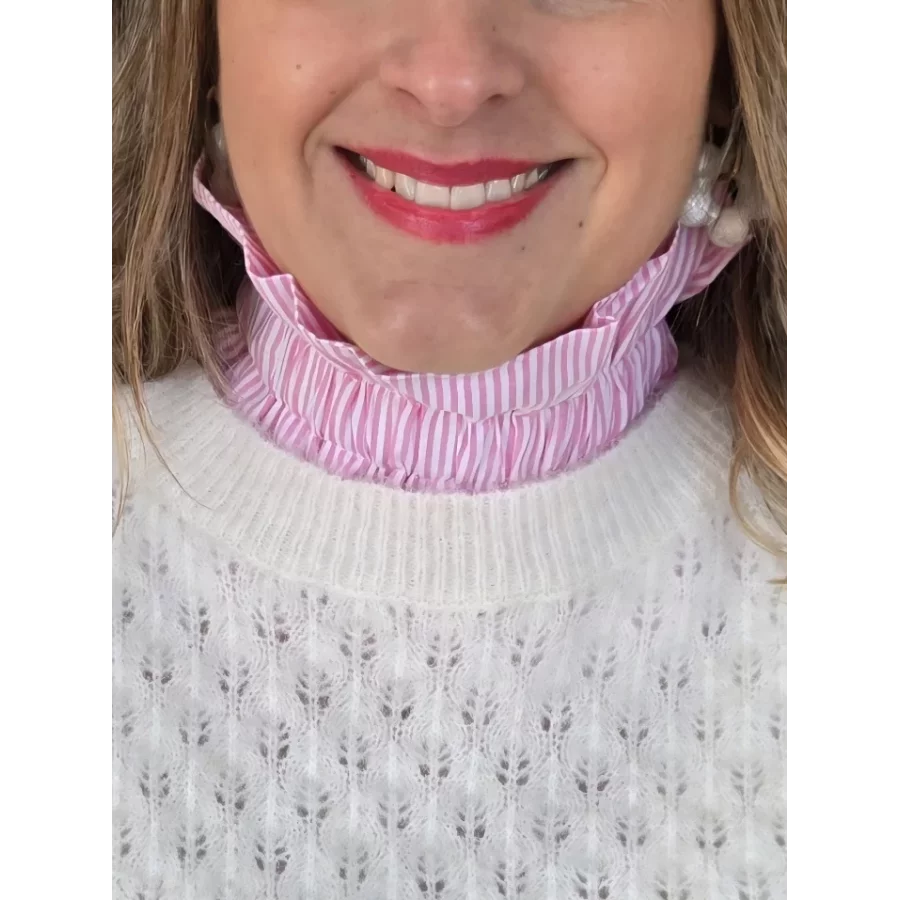 Col amovible rayures rose