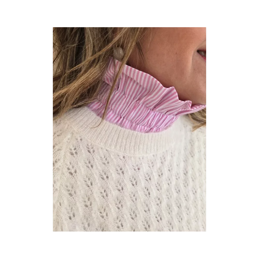 Col amovible rayures rose