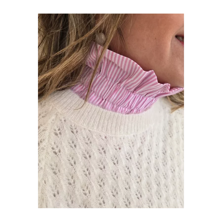 Col amovible rayures rose