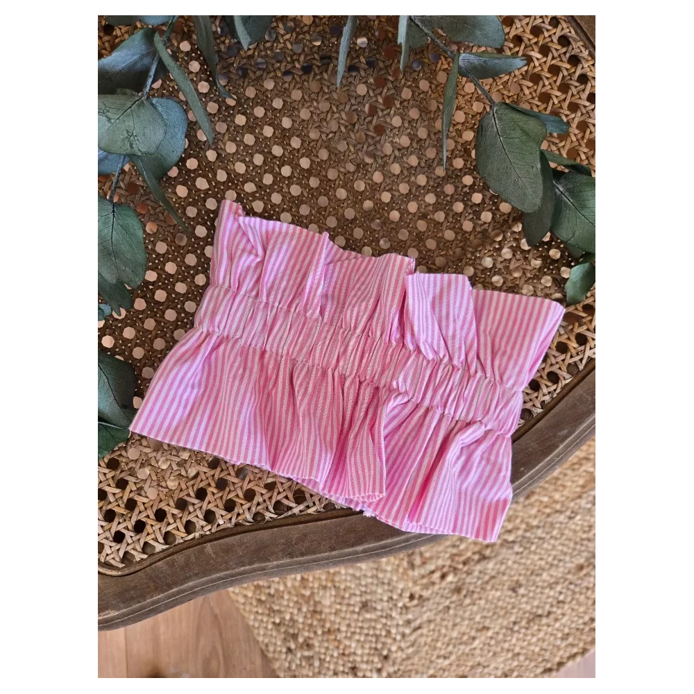 Col amovible rayures rose