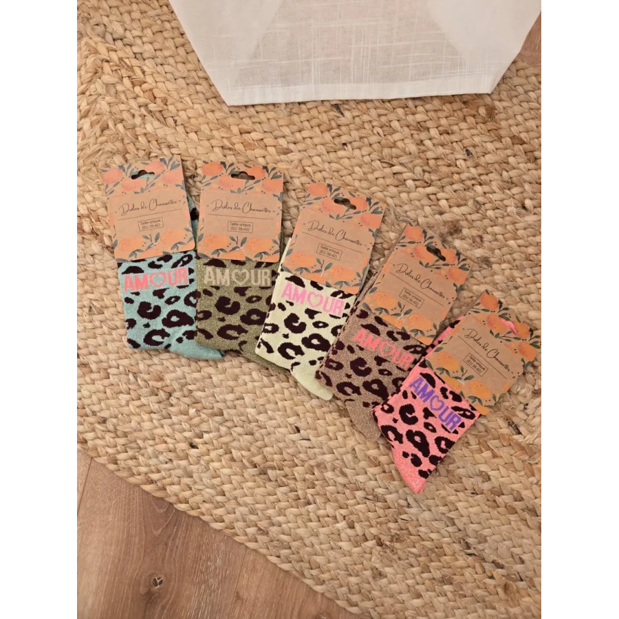 Chaussettes paillettes leopard Amour