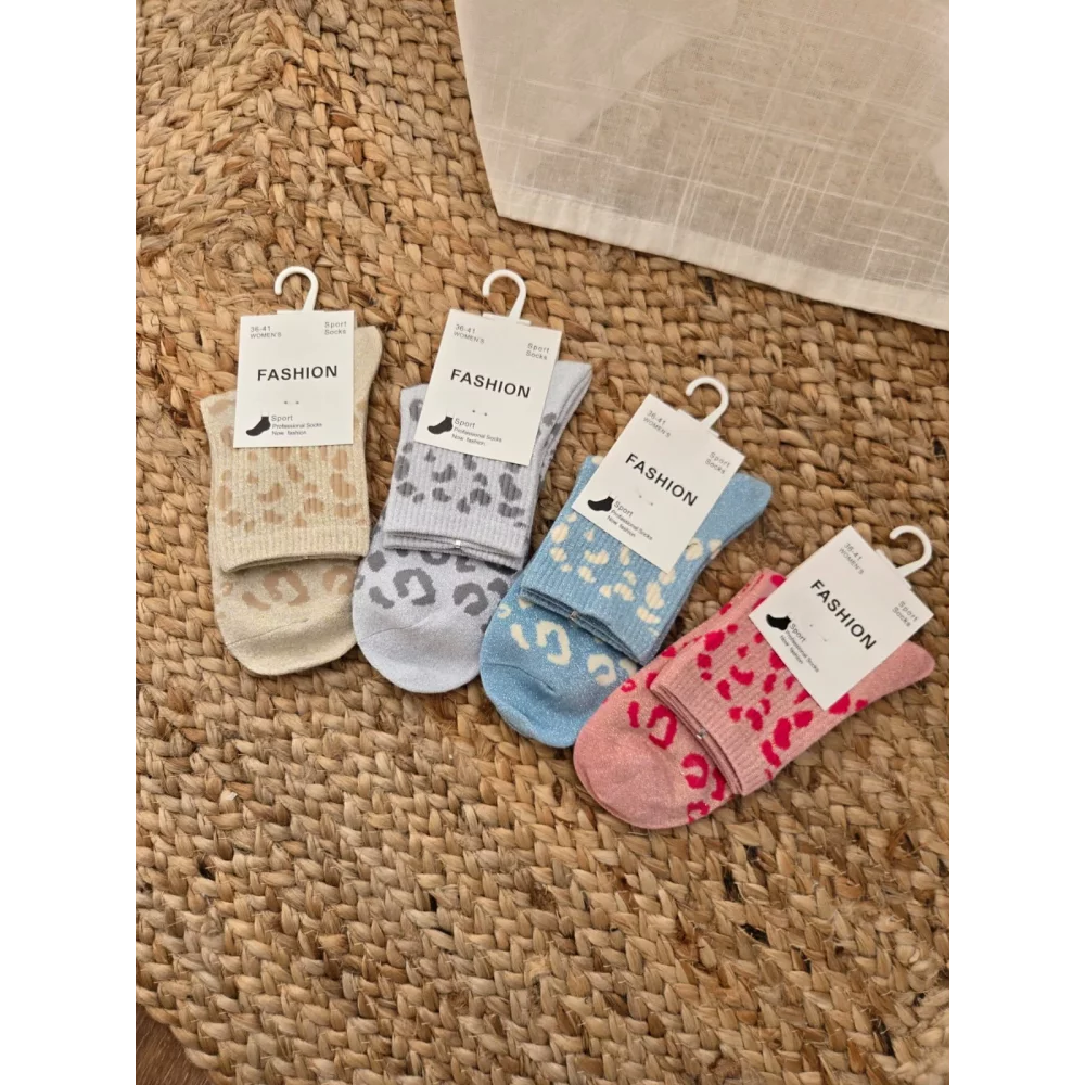 Chaussettes paillettes leopard