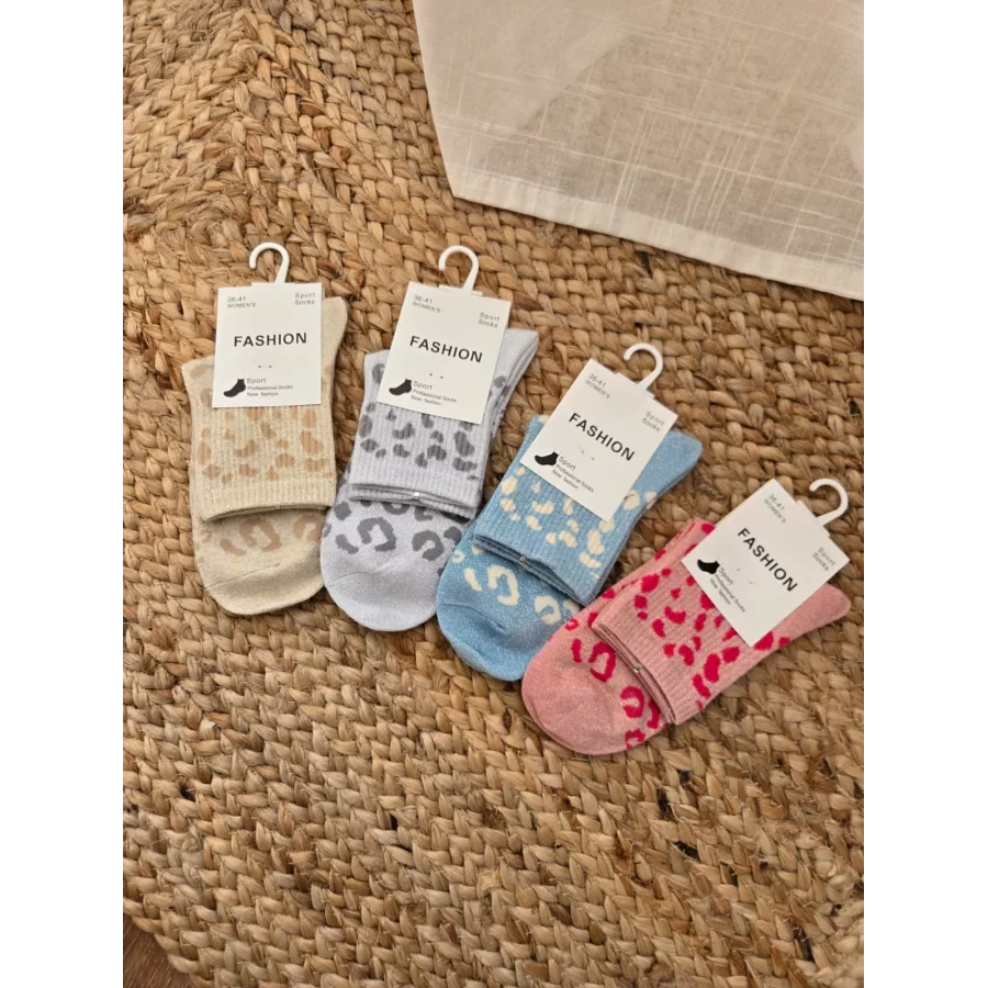 Chaussettes paillettes leopard