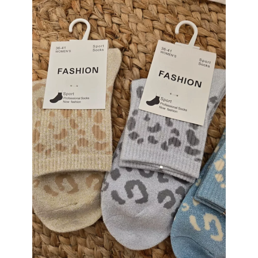 Chaussettes paillettes leopard