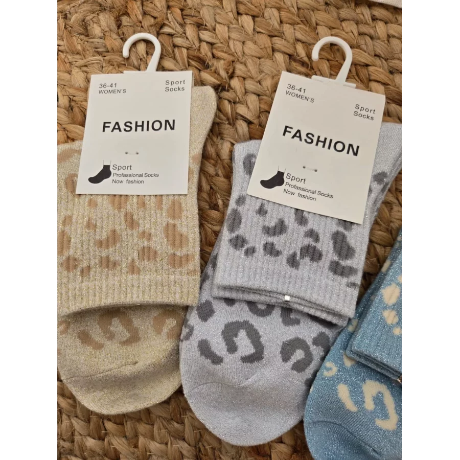 Chaussettes paillettes leopard