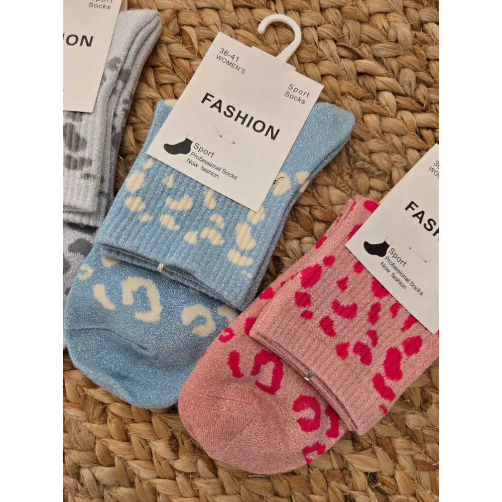 Chaussettes paillettes leopard