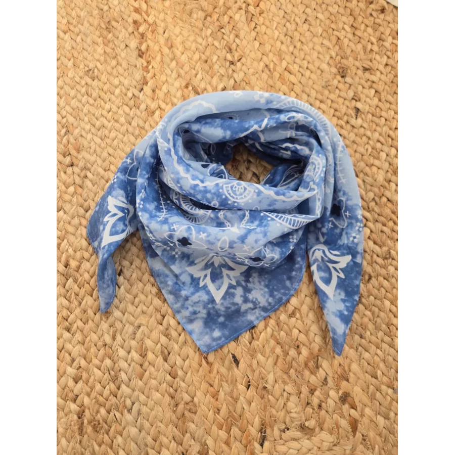 Carré coton bandana tie & dye bleu