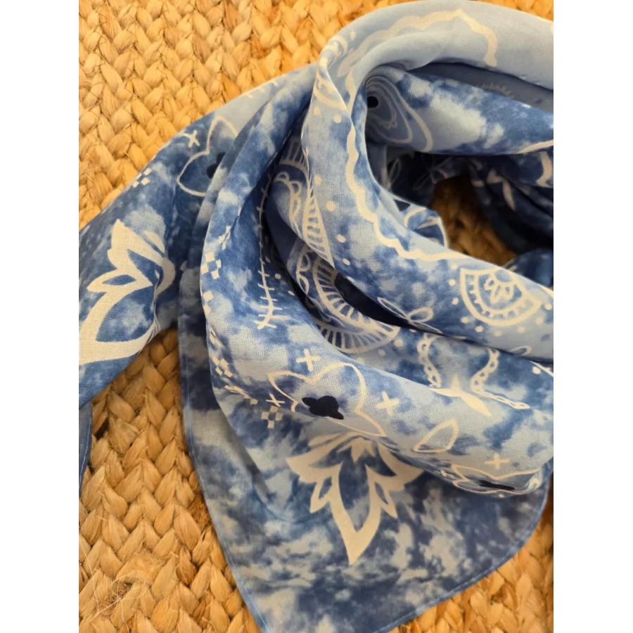 Carré coton bandana tie & dye bleu