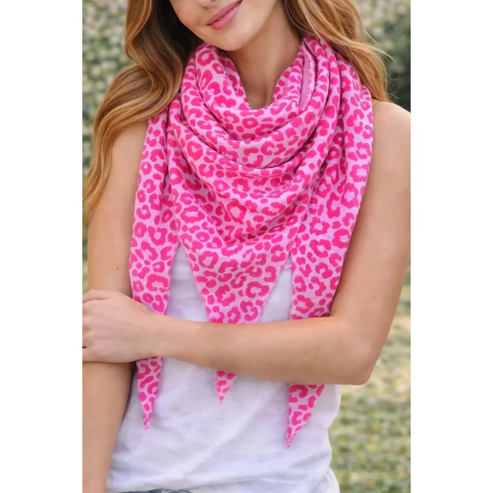 Pointe leopard gaze de coton fuchsia