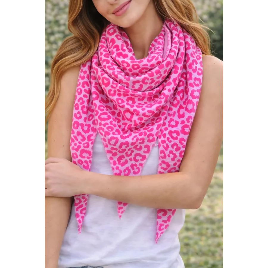 Pointe leopard gaze de coton fuchsia