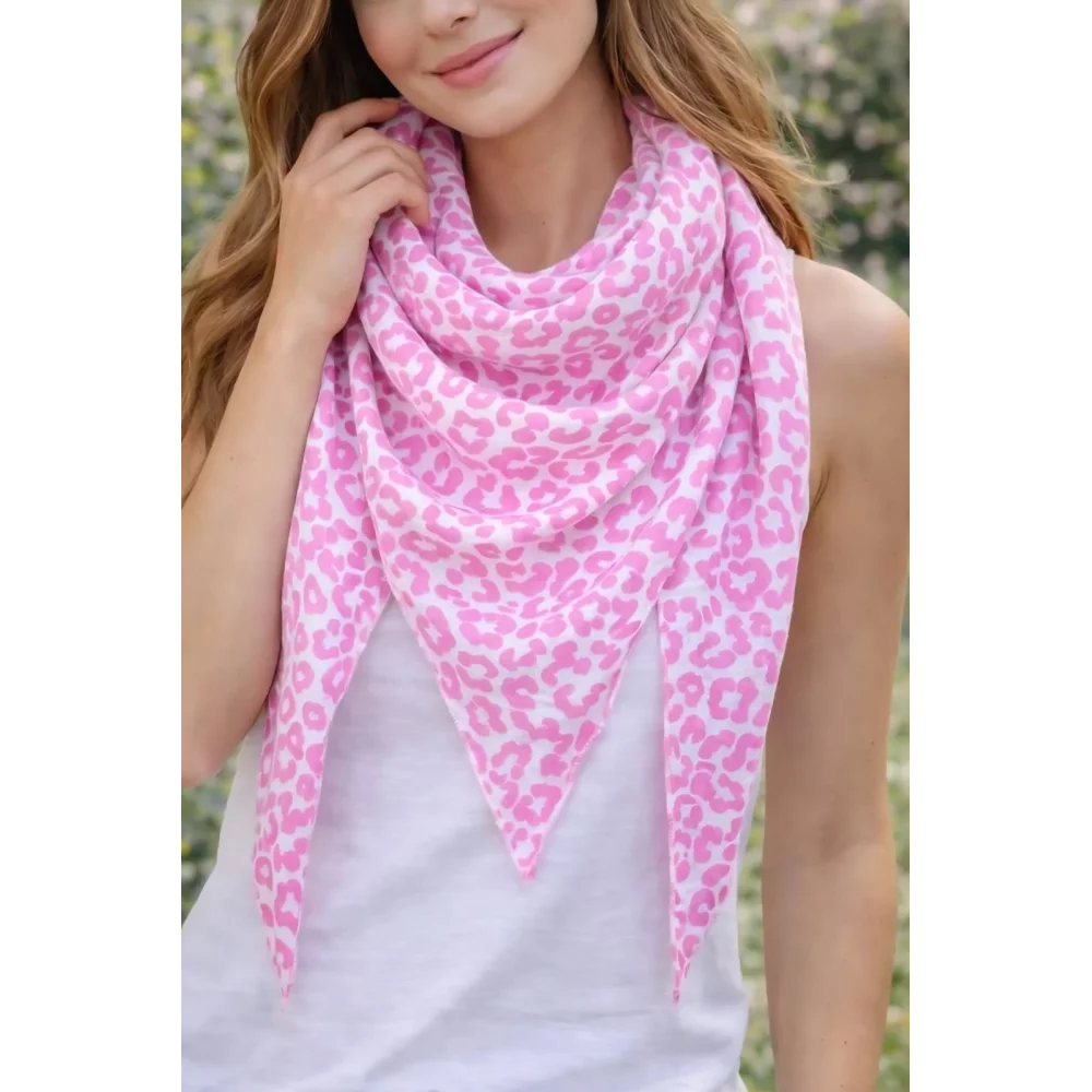 Pointe leopard gaze de coton rose