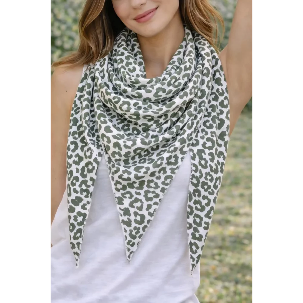 Pointe leopard gaze de coton kaki