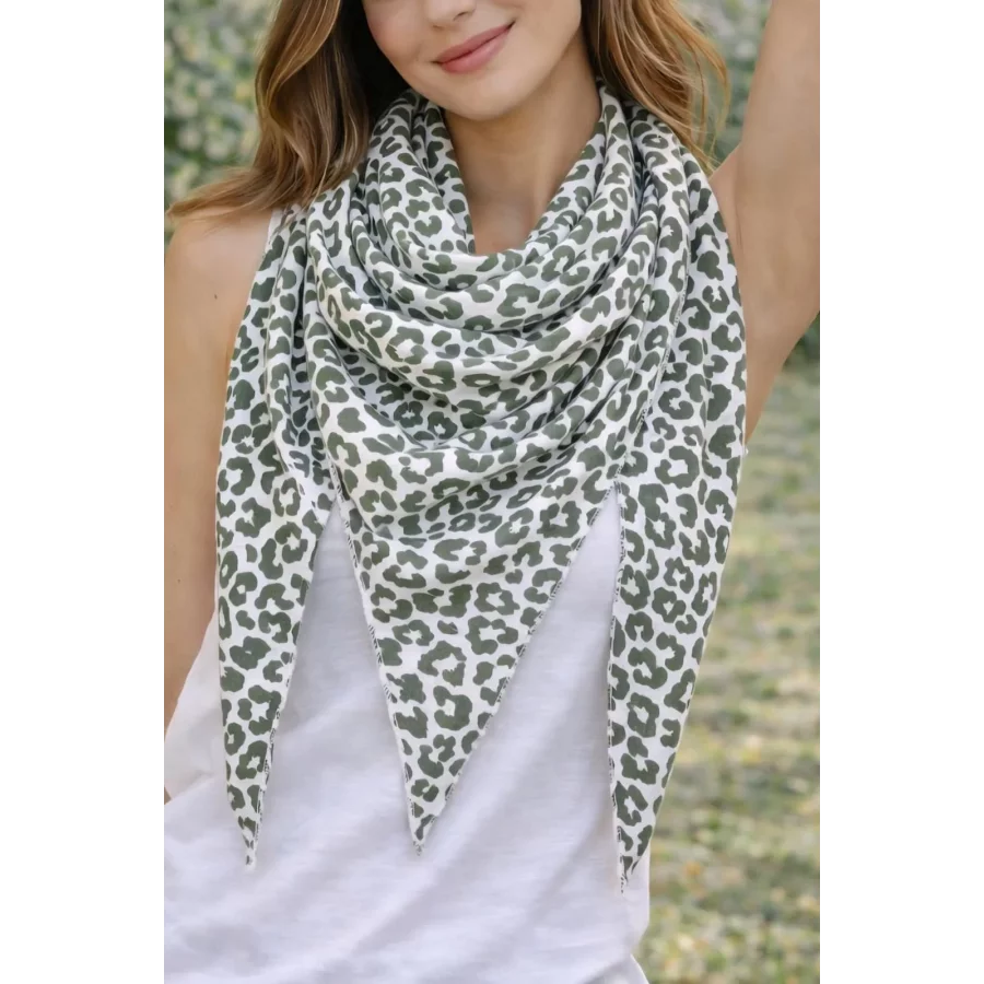 Pointe leopard gaze de coton kaki