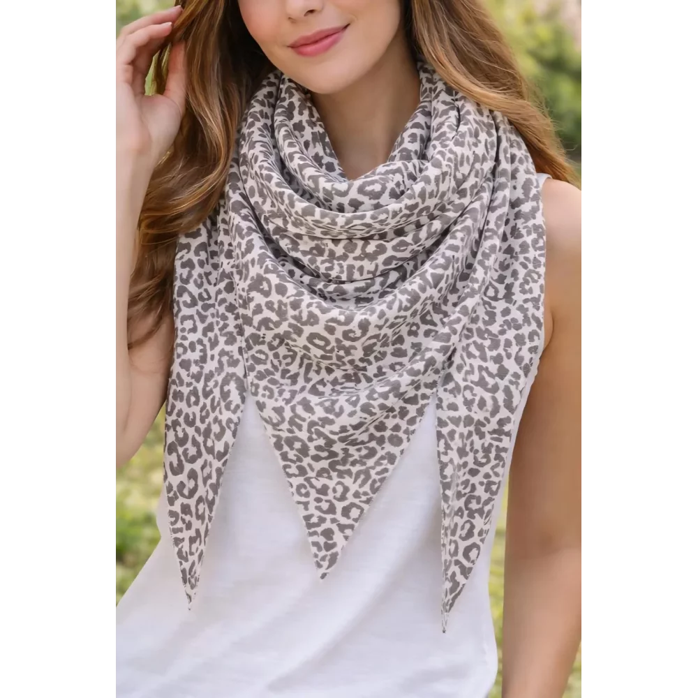 Pointe leopard gaze de coton taupe