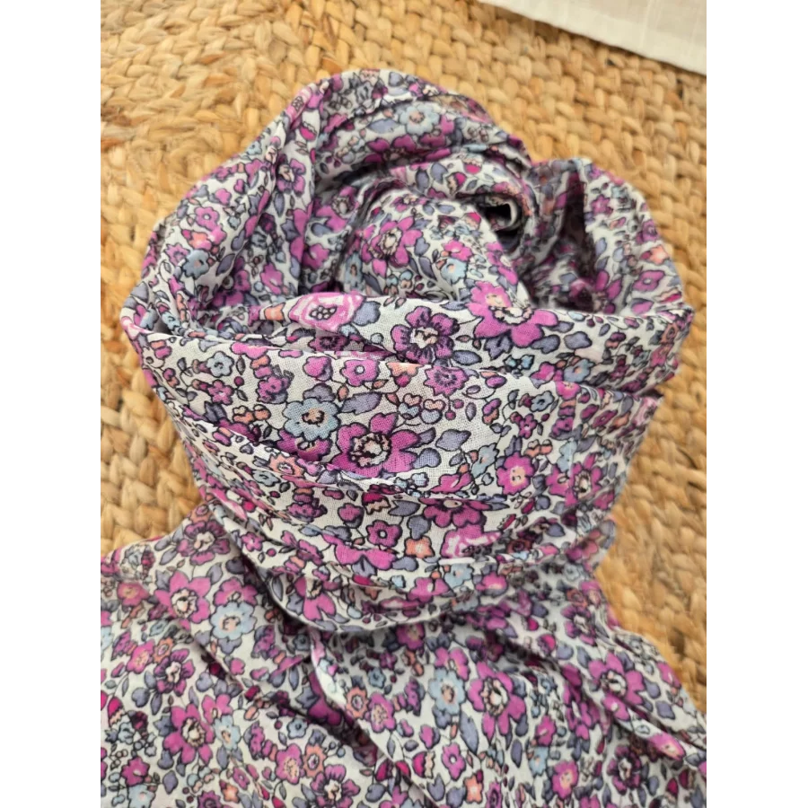 Echarpe coton fleurs lilas