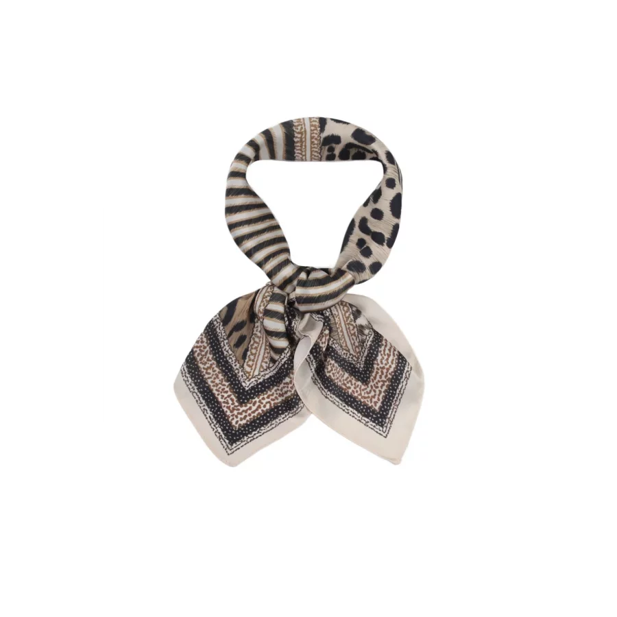 Foulard carré soyeux leopard beige