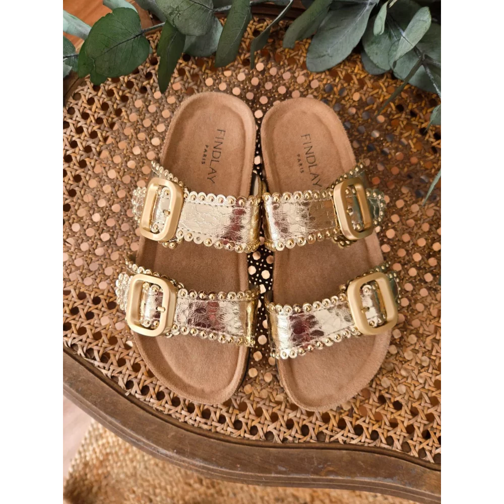 Mules claquettes doré