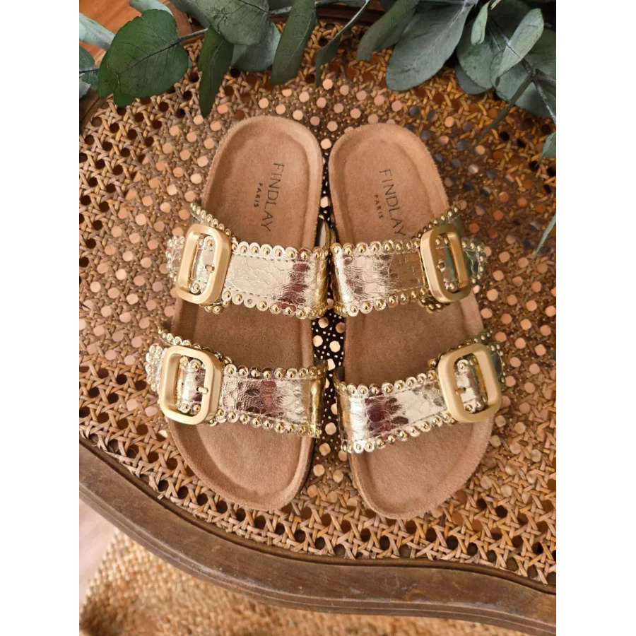 Mules claquettes doré