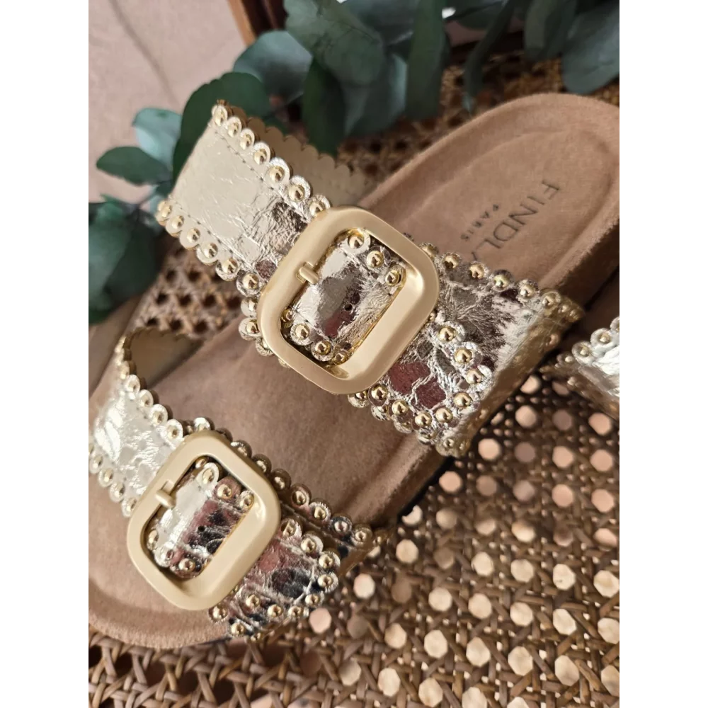 Mules claquettes doré