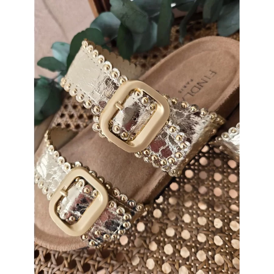 Mules claquettes doré