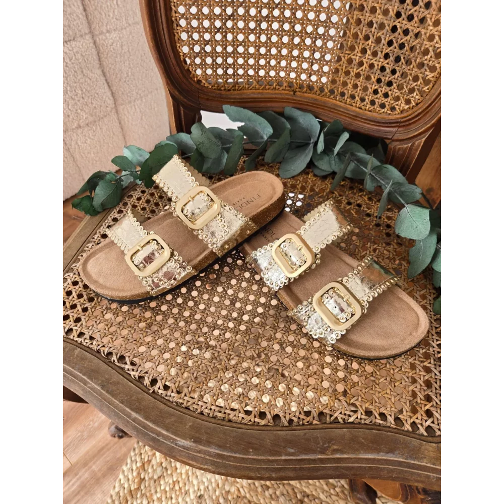Mules claquettes doré