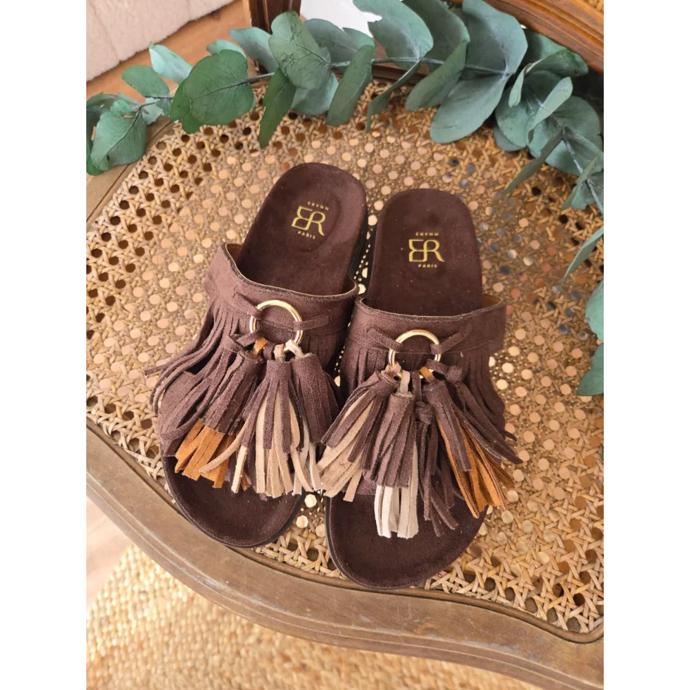 Mules claquettes choco franges