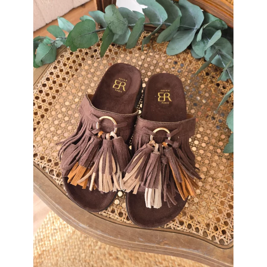 Mules claquettes choco franges