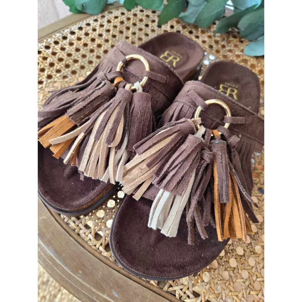 Mules claquettes choco franges