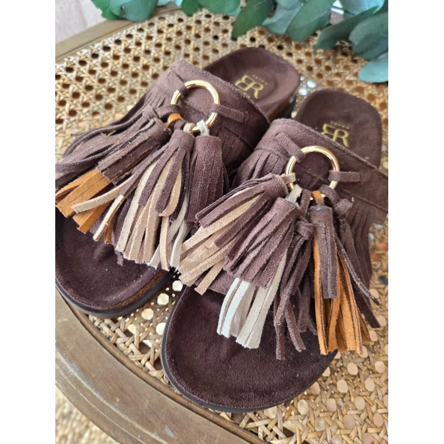 Mules claquettes choco franges