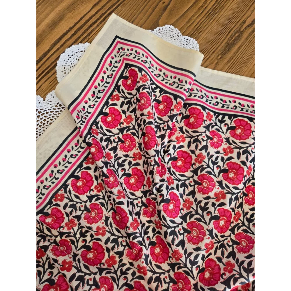 Carré coton fleurs fuchsia