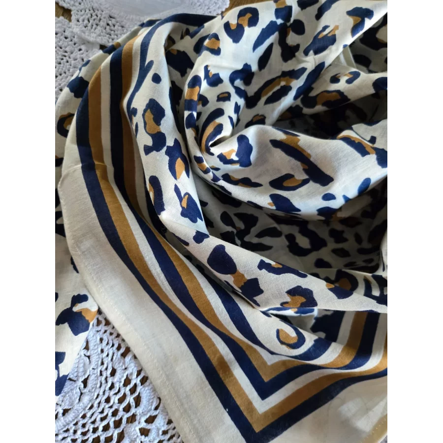 Carré coton leopard marine