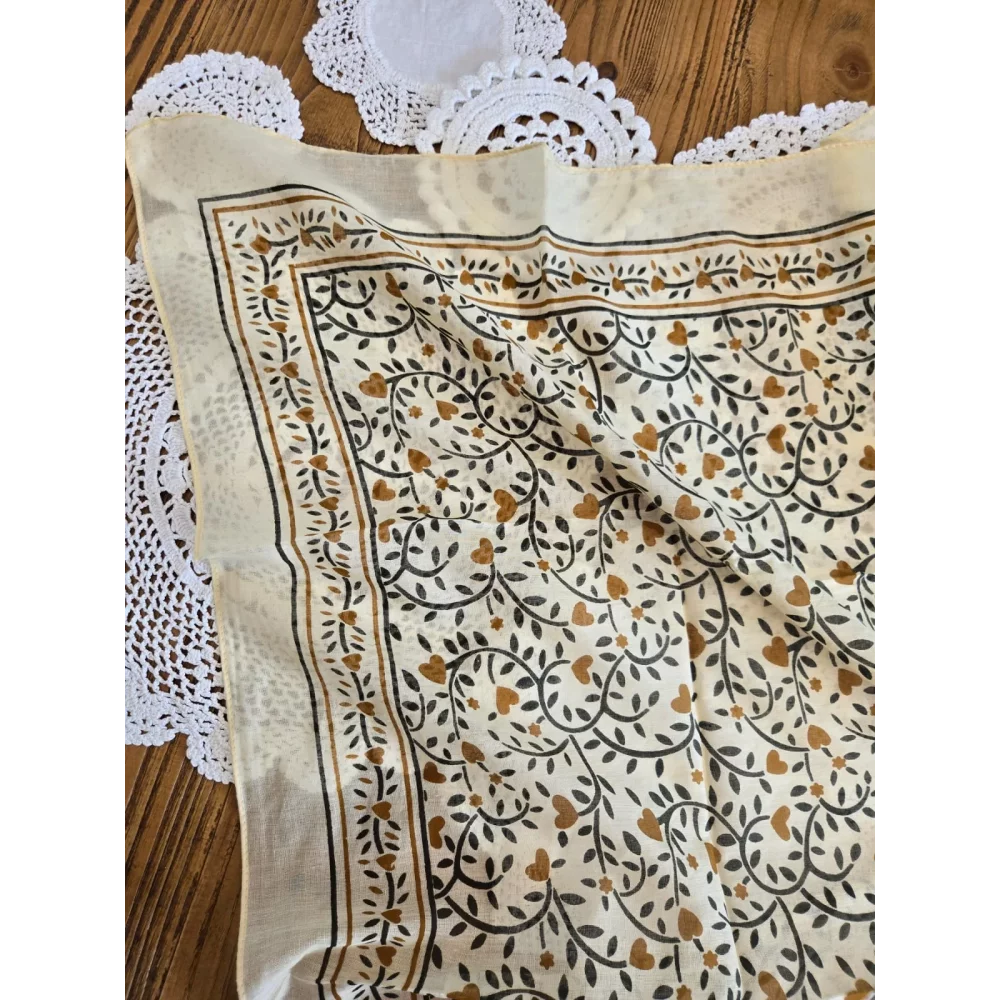 Carré coton coeur kaki et camel