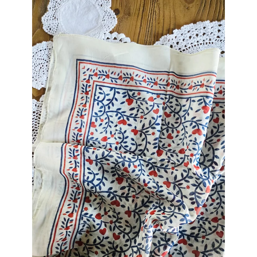 Carré coton coeur marine et rouge