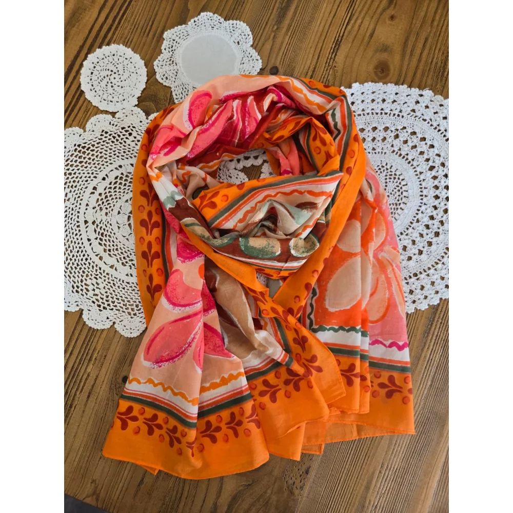 Echarpe en coton imprimé orange