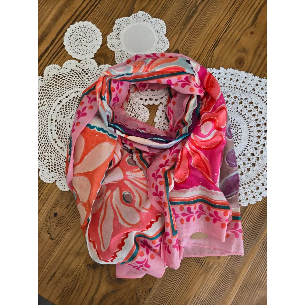 Echarpe en coton imprimé rose
