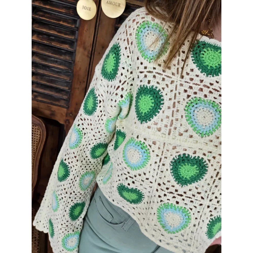 Blouse crochet Ulysse beige vert