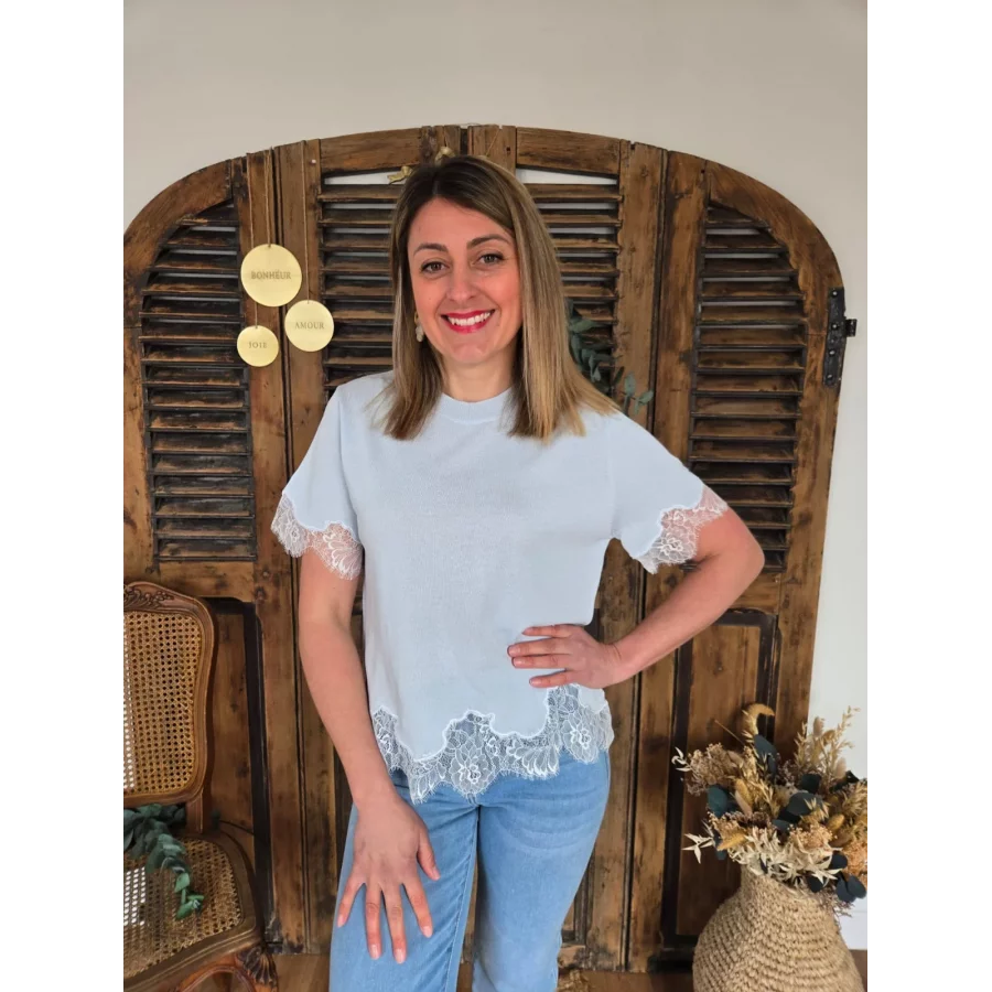Pull Timeo ciel et dentelle
