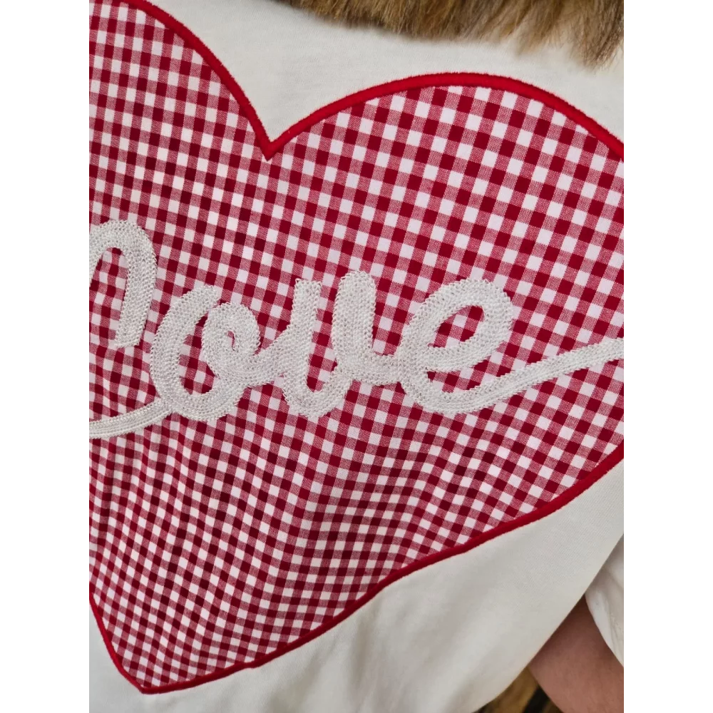 T-shirt Love coeur vichy rouge