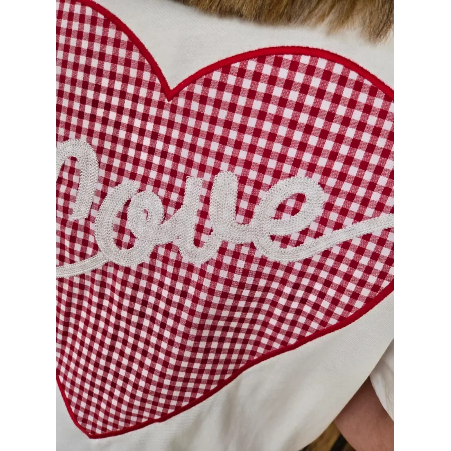 T-shirt Love coeur vichy rouge