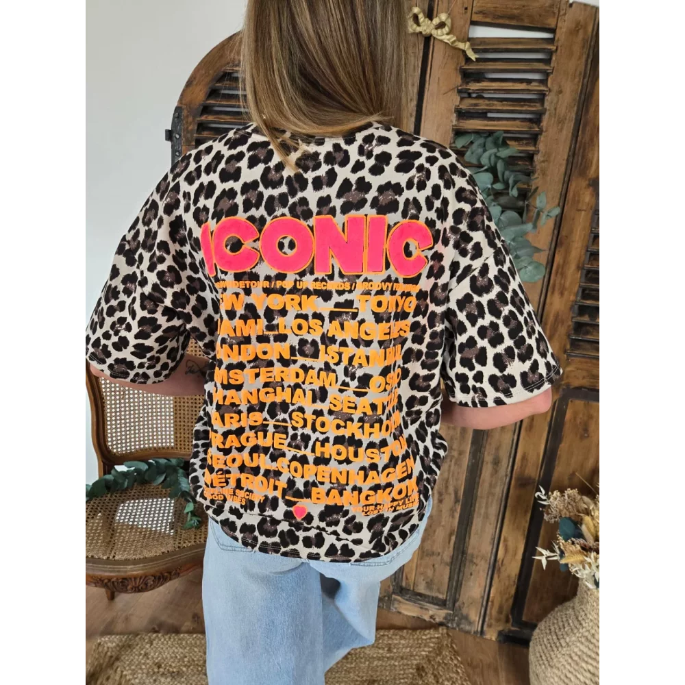 T-shirt Iconic leopard beige
